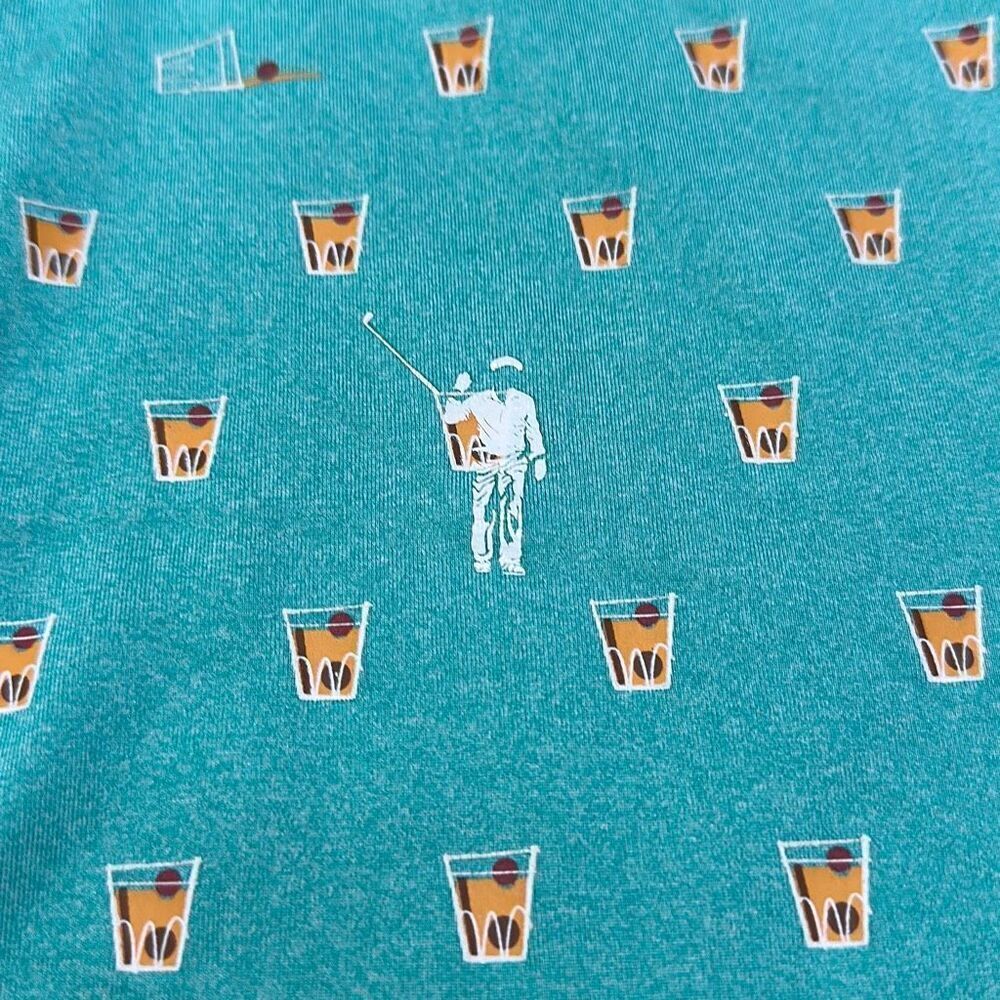 William Murray Polo Shirt Green Cocktail Drink Print Short Sleeve Men’s Size XL - Picture 3 of 9